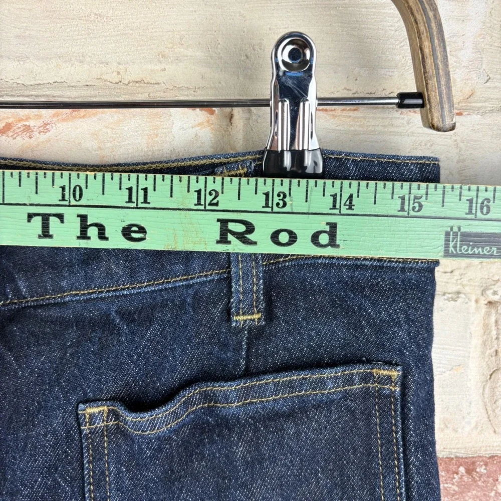 J.Crew Dark Wash Wide Leg Denim Jeans Sz 27 Patch Pocket Sailor Gold Button 90s